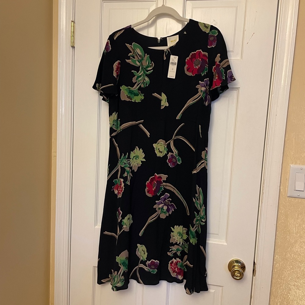 Anthropologie navy flower dress